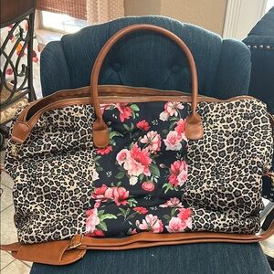Floral and Leopard Print Women's Bag EUC